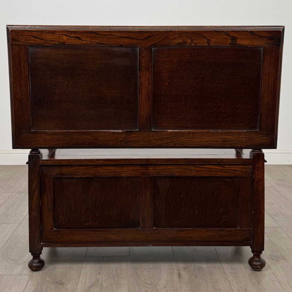 Antique 20th Century Edwardian Monks Bench In Oak View VI