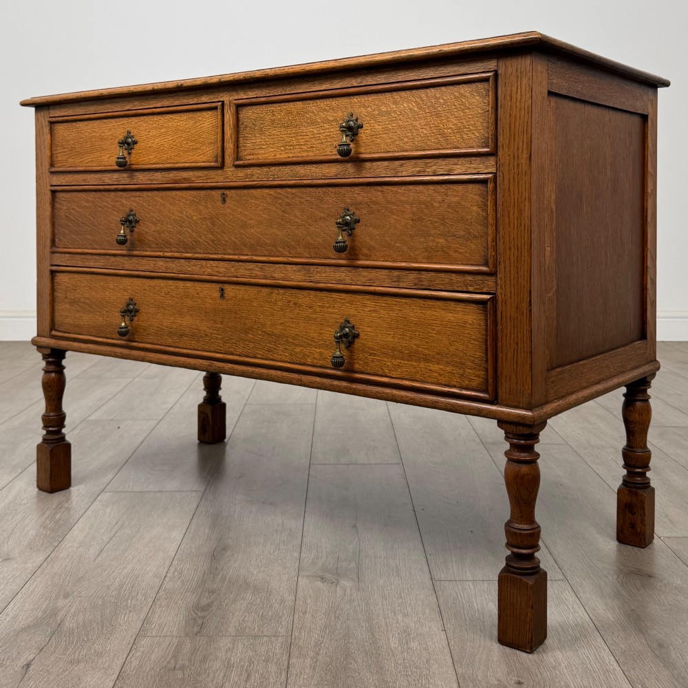 Antique 20th Century Edwardian Chest Of Drawers In Oak View II