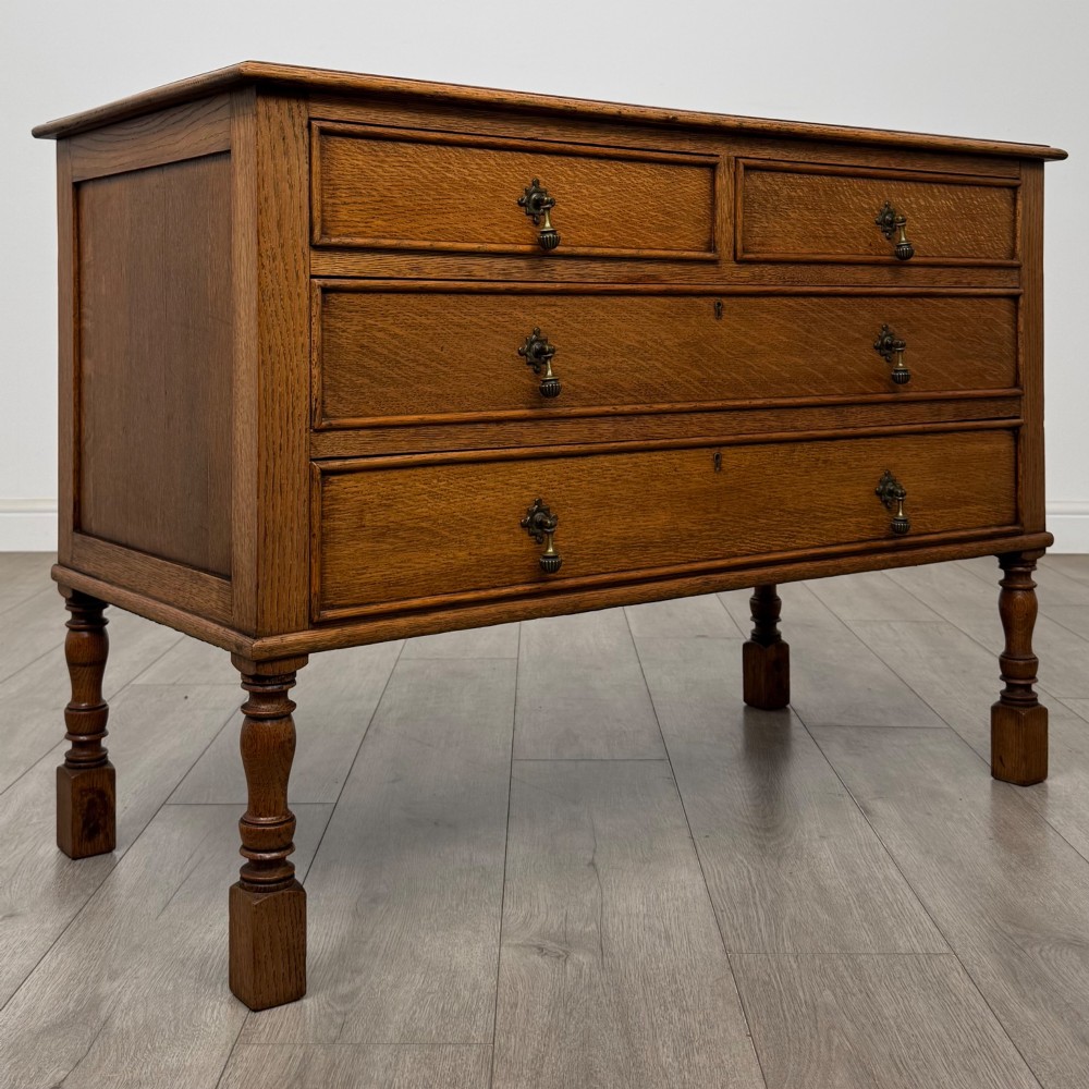 Antique 20th Century Edwardian Chest Of Drawers In Oak View VIII