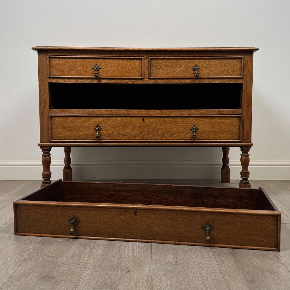 Antique 20th Century Edwardian Chest Of Drawers In Oak View X