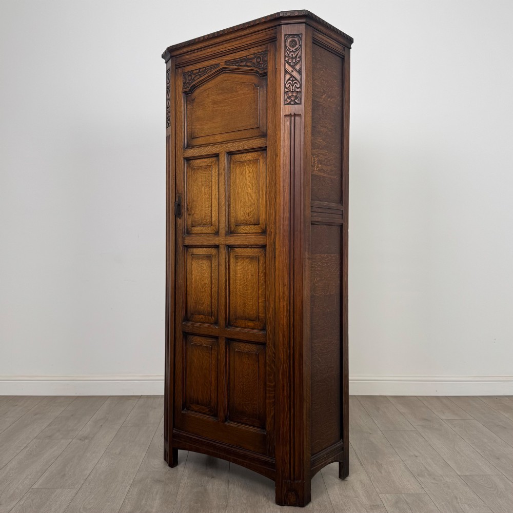 Antique 20th Century Edwardian Wardrobe In Oak View III