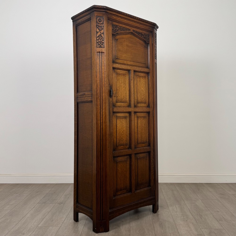 Antique 20th Century Edwardian Wardrobe In Oak View IX