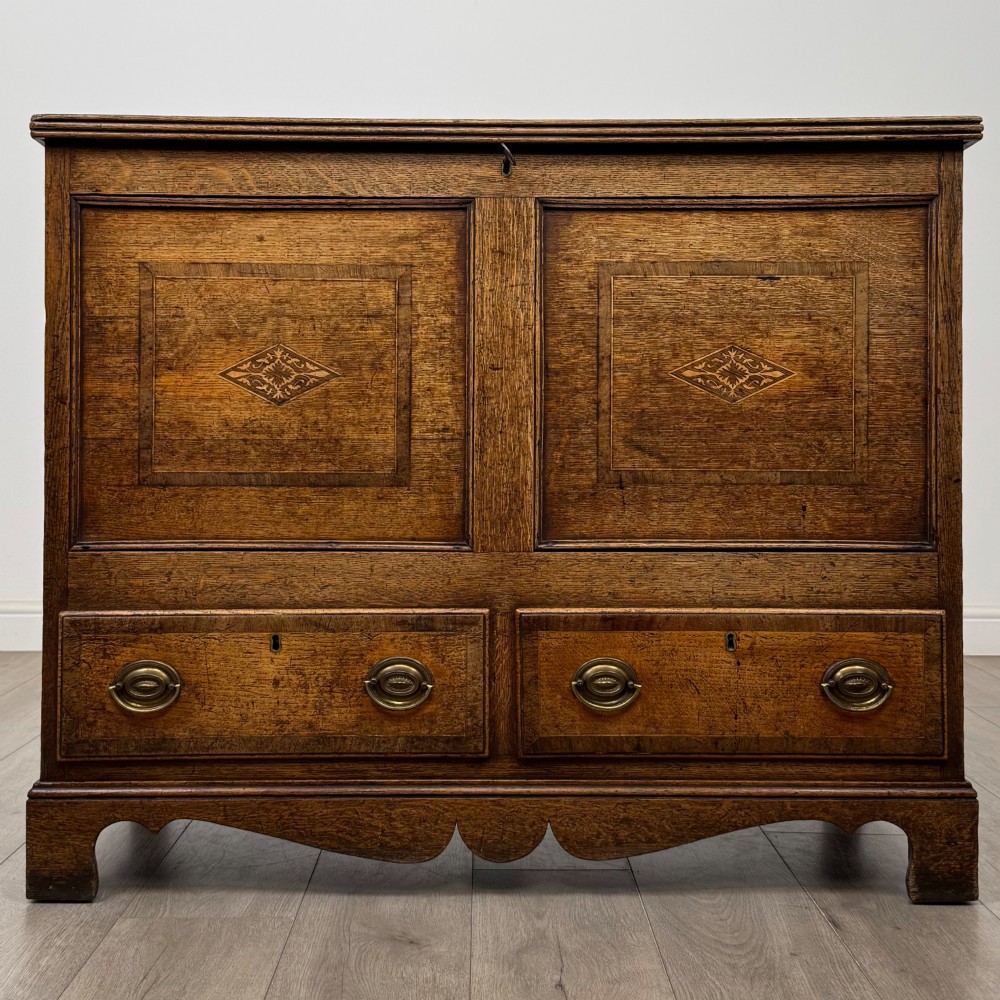 Antique 18th Century Georgian Oak Mule Chest Of Fine Quality