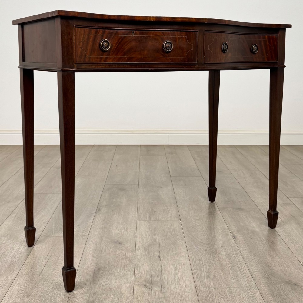 Antique 20th Century Serpentine Writing Table In Mahogany View VIII