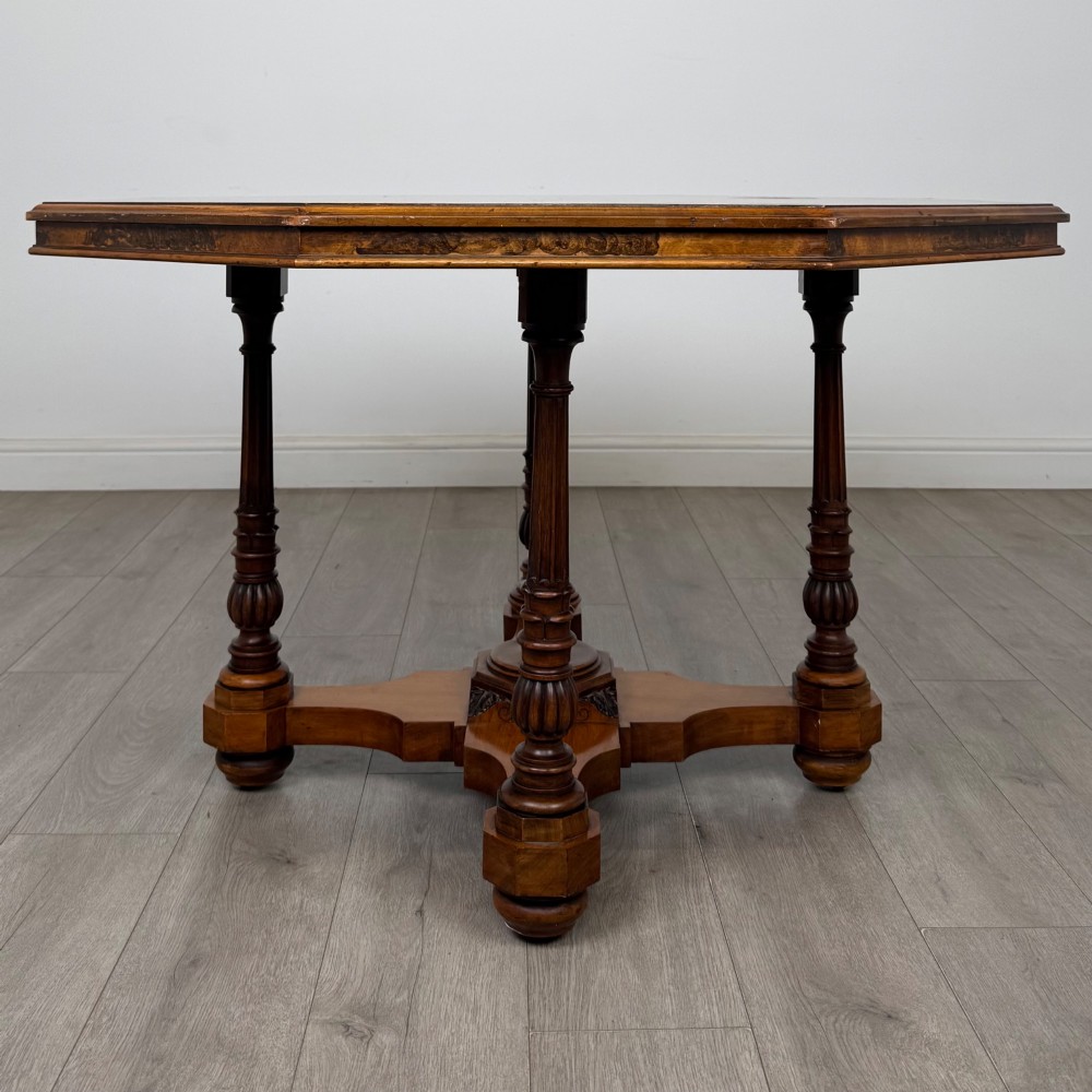 Antique 19th Century Victorian Burr Walnut Centre Table View II