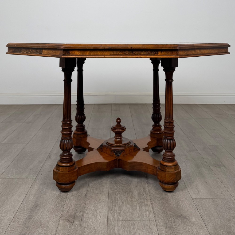 Antique 19th Century Victorian Burr Walnut Centre Table View III