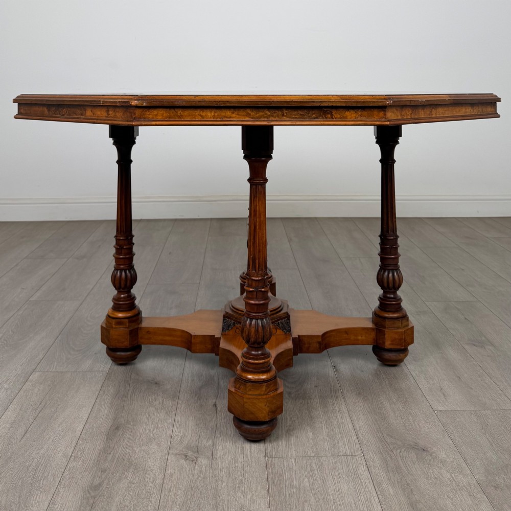 Antique 19th Century Victorian Burr Walnut Centre Table View IV