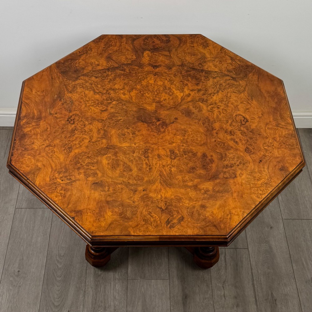 Antique 19th Century Victorian Burr Walnut Centre Table View V