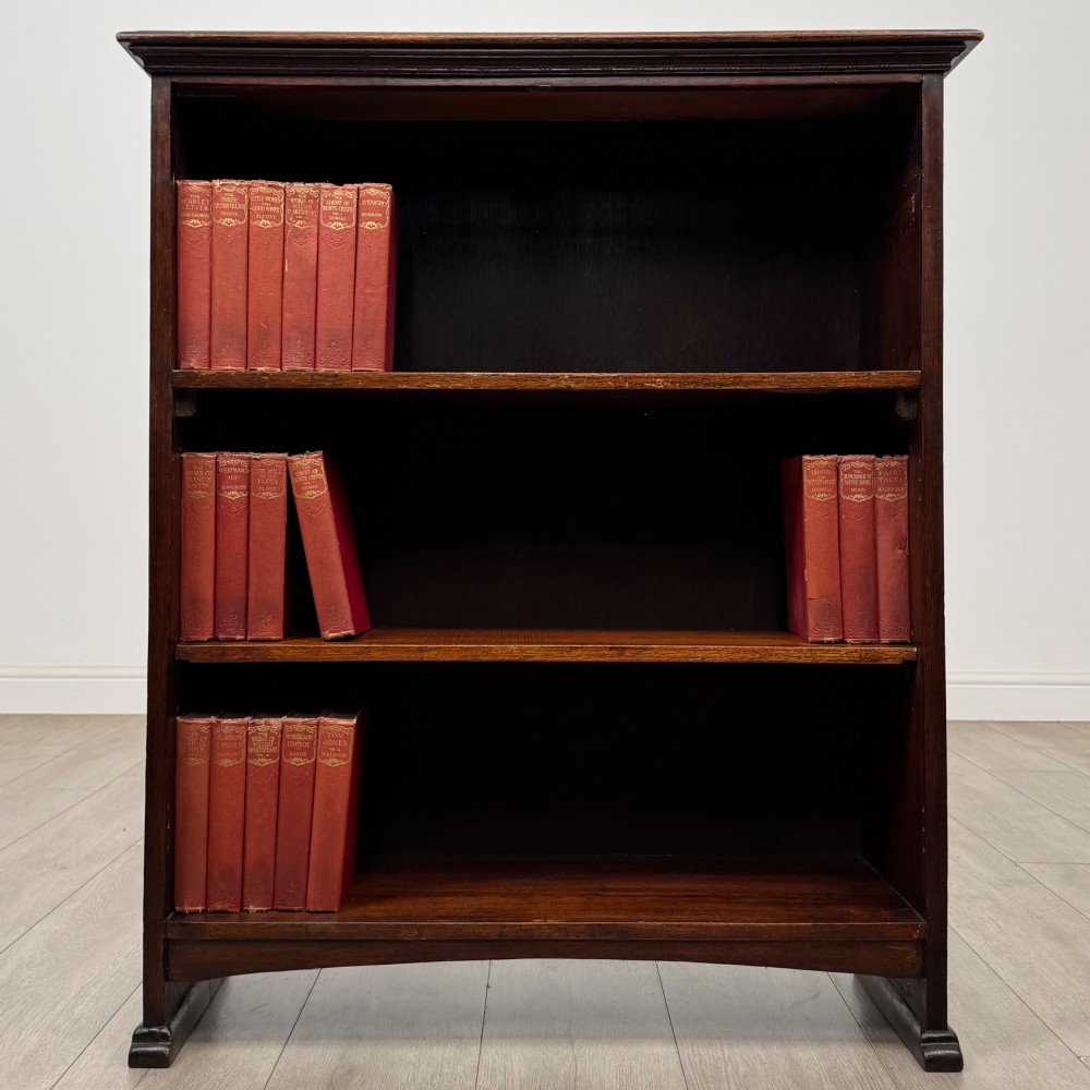 Antique 20th Century Edwardian Open Bookcase In Oak