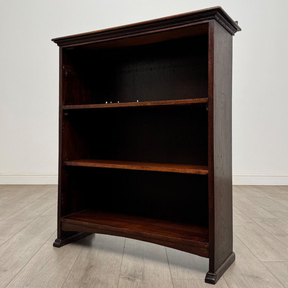 Antique 20th Century Edwardian Open Bookcase In Oak View III