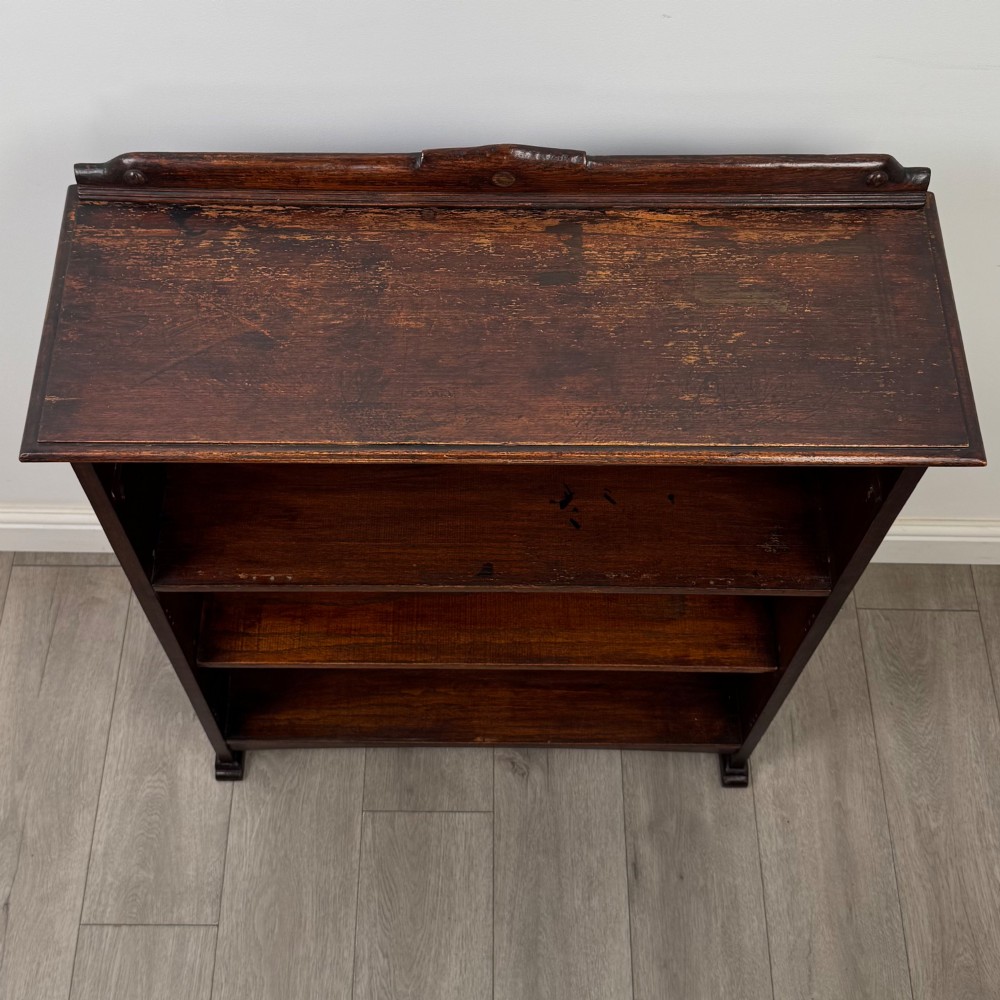 Antique 20th Century Edwardian Open Bookcase In Oak View X