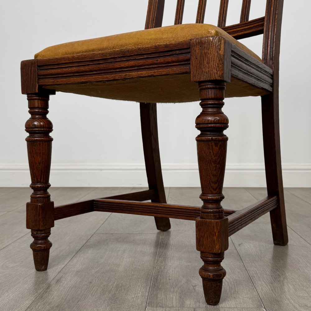 Antique 20th Century Edwardian Set Of 6 Oak Dining Chairs View V