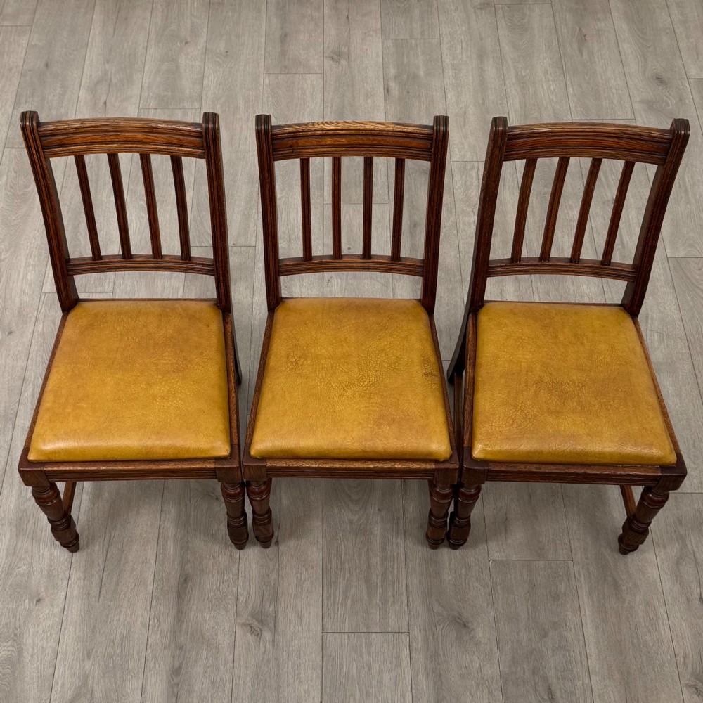 Antique 20th Century Edwardian Set Of 6 Oak Dining Chairs View VII