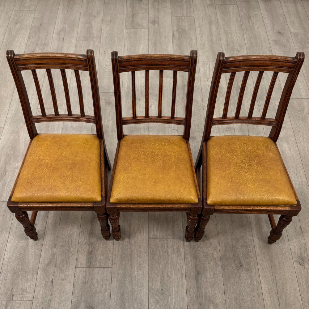 Antique 20th Century Edwardian Set Of 6 Oak Dining Chairs View VIII