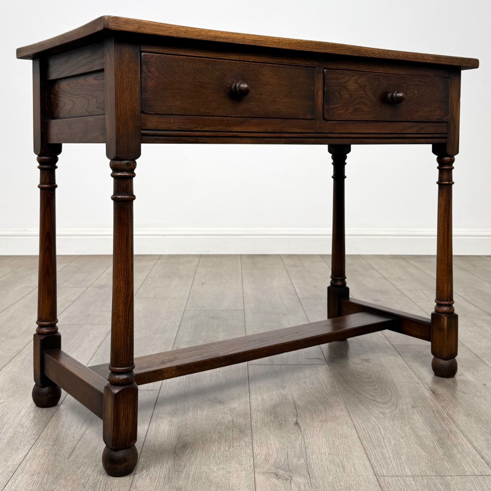 Antique 20th Century Edwardian Writing Table In Oak View VIII