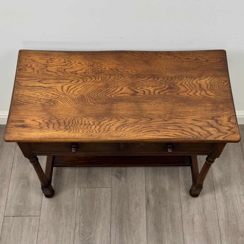 Antique 20th Century Edwardian Writing Table In Oak View IX