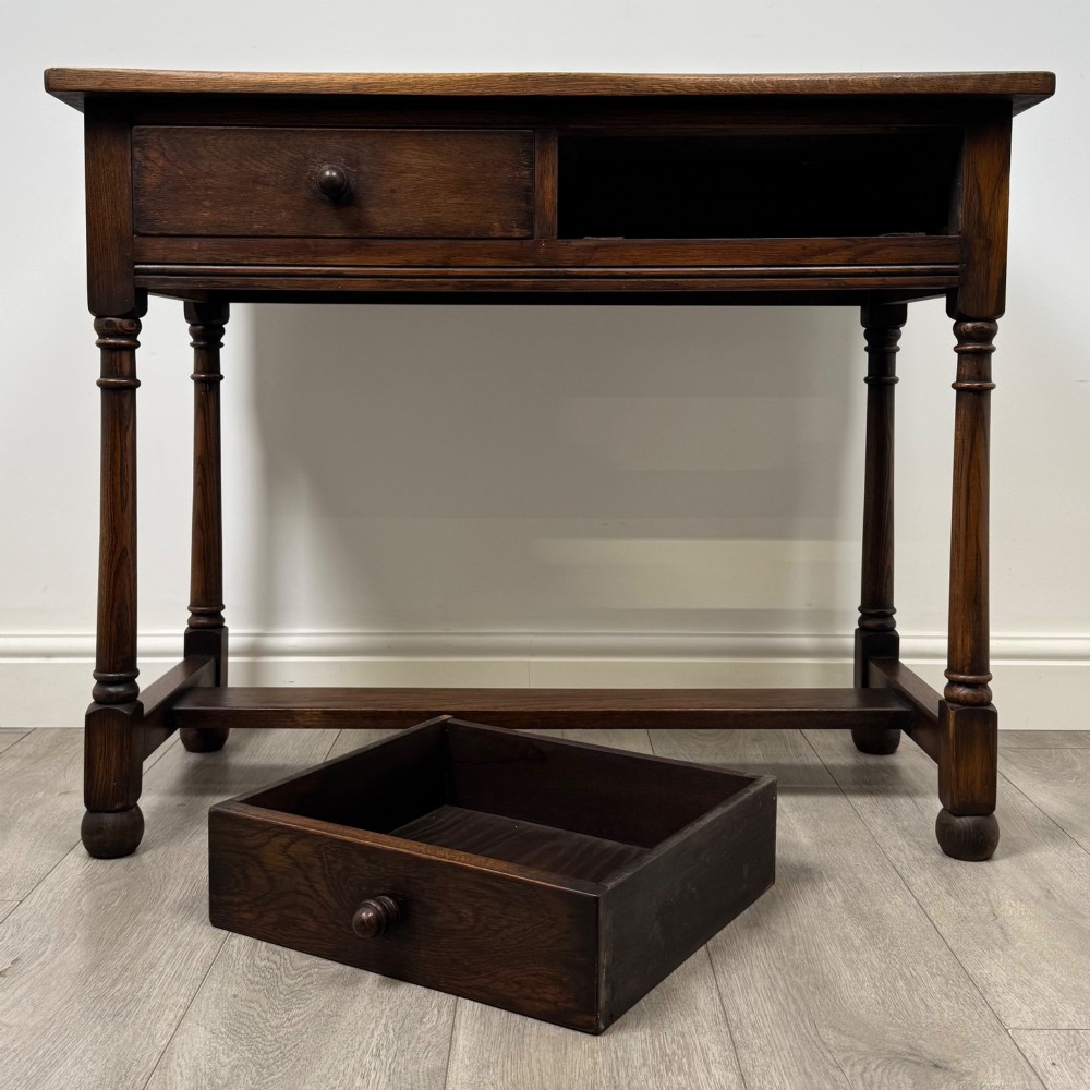 Antique 20th Century Edwardian Writing Table In Oak View X