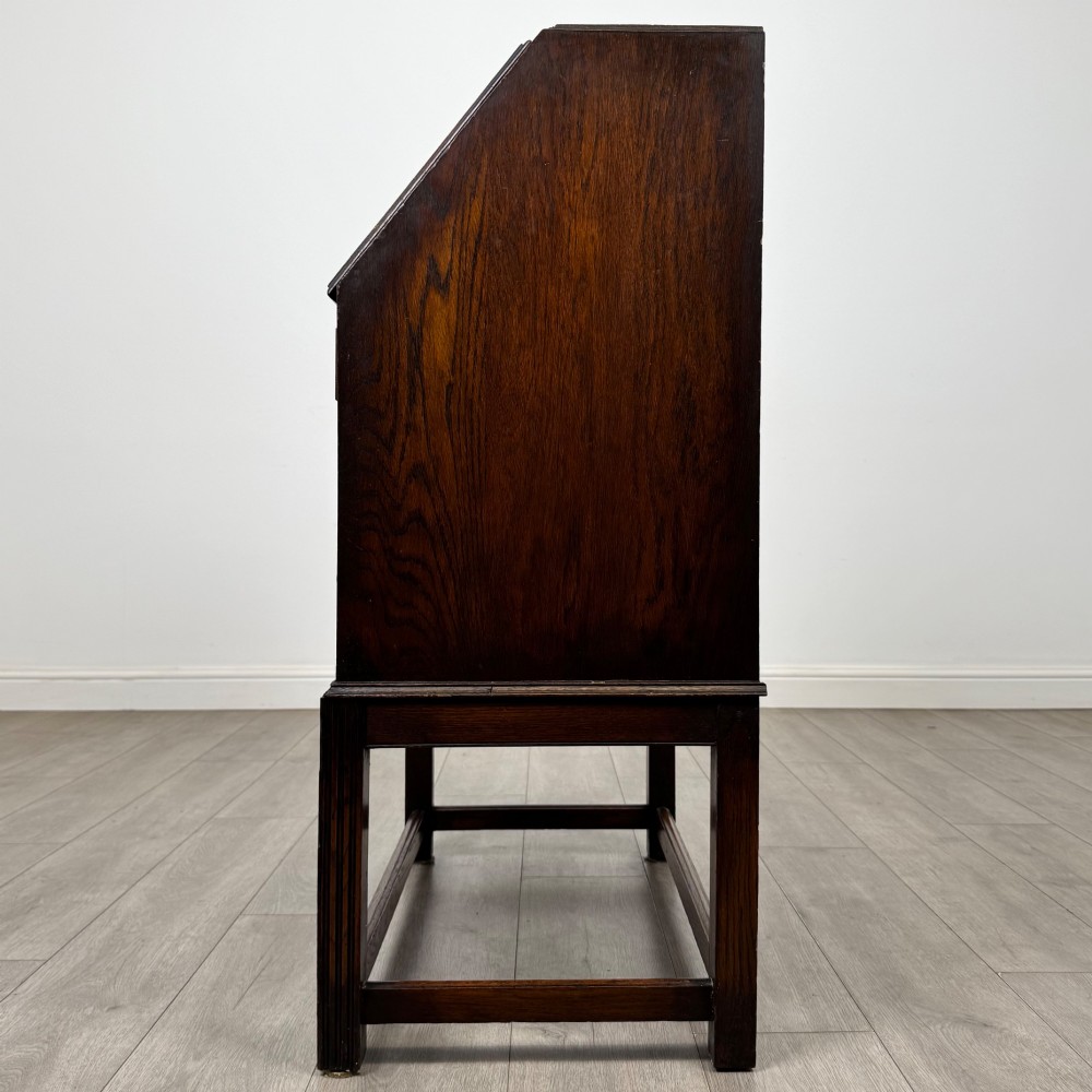 Antique 20th Century Jacobean Style Bureau In Oak View IV