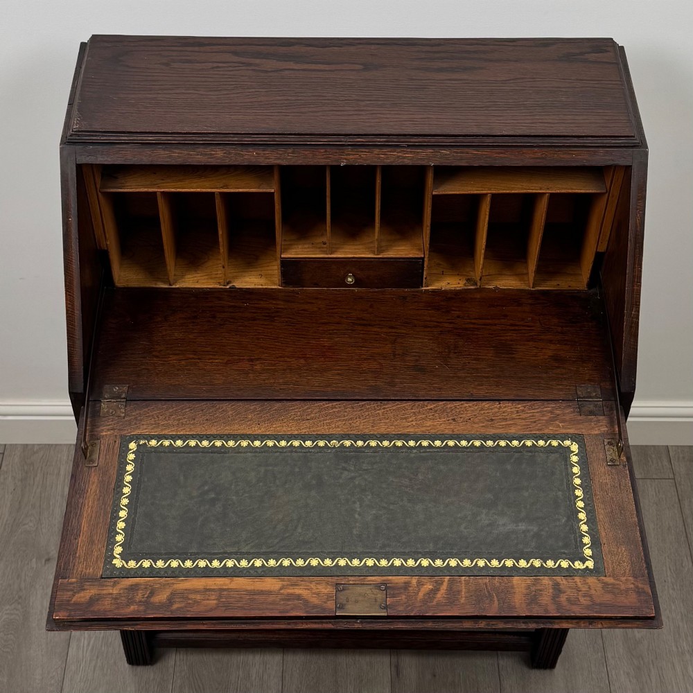 Antique 20th Century Jacobean Style Bureau In Oak View XI