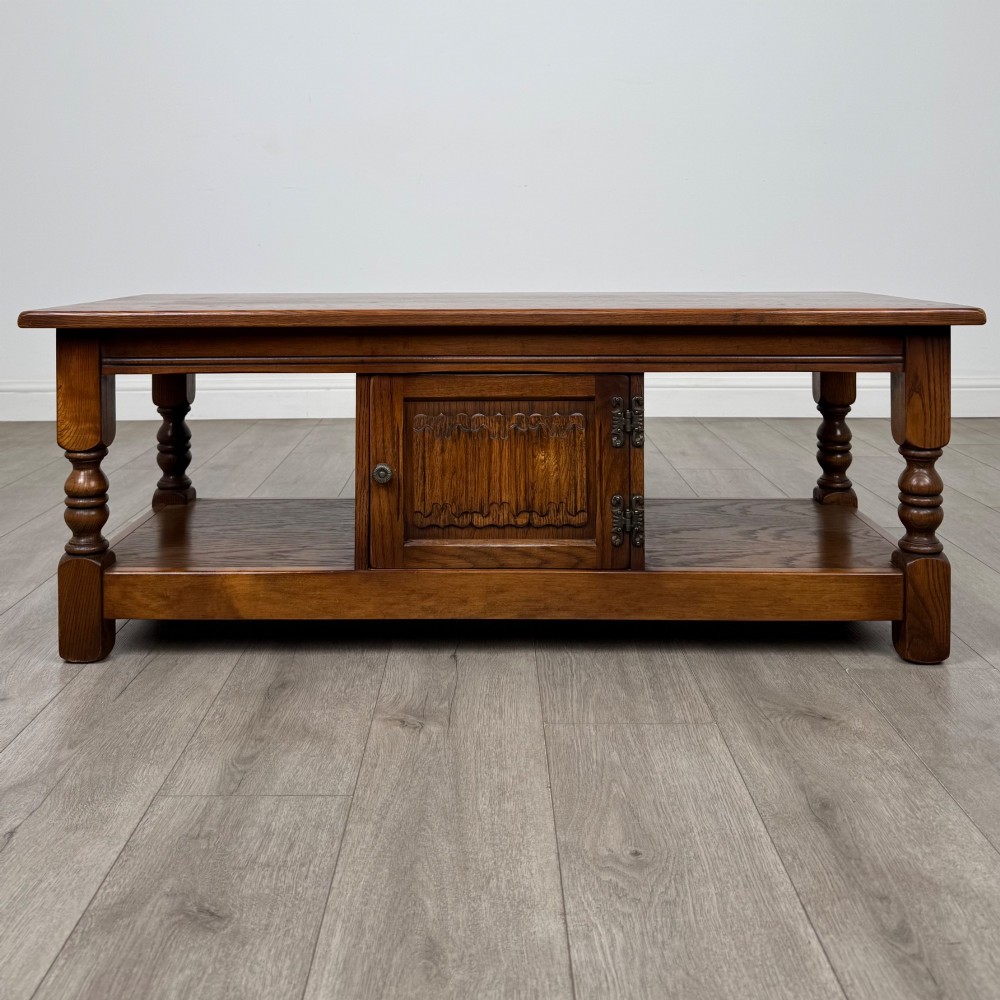 Antique 20th Century Carved Oak Coffee Table
