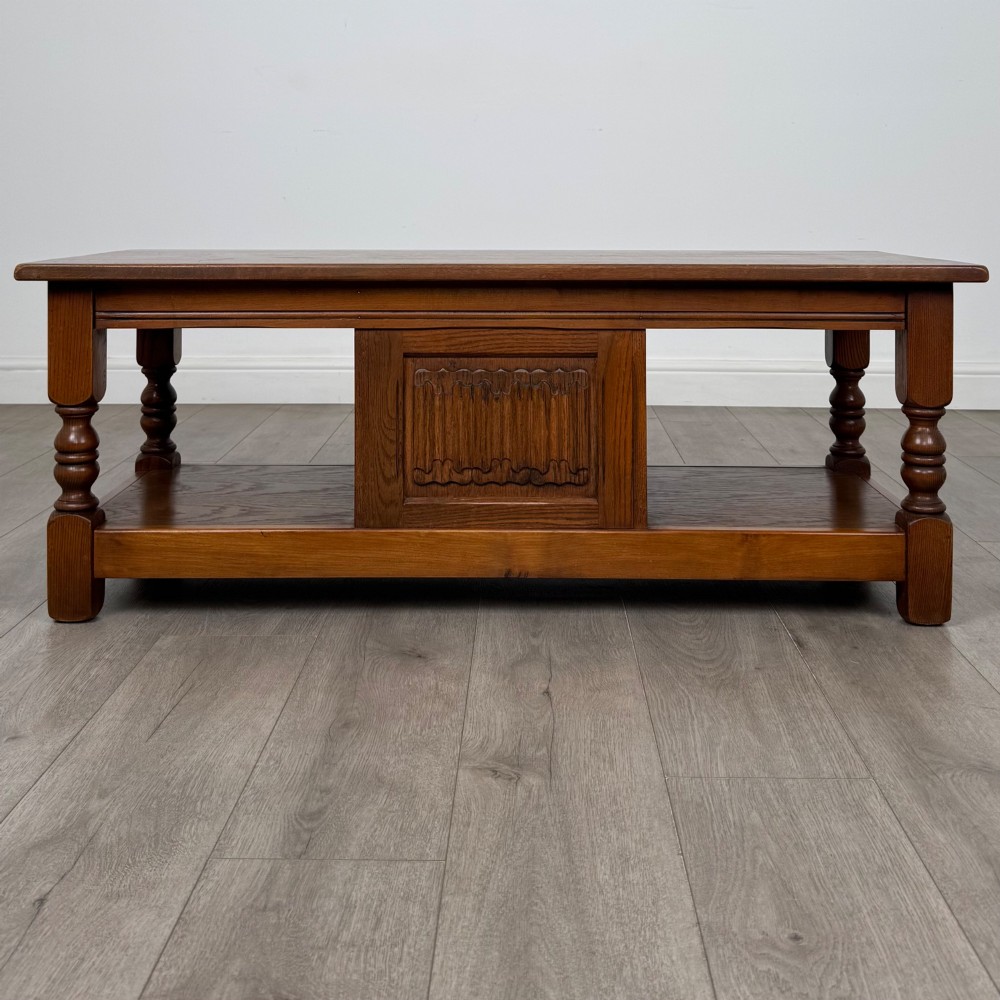 Antique 20th Century Carved Oak Coffee Table View VI