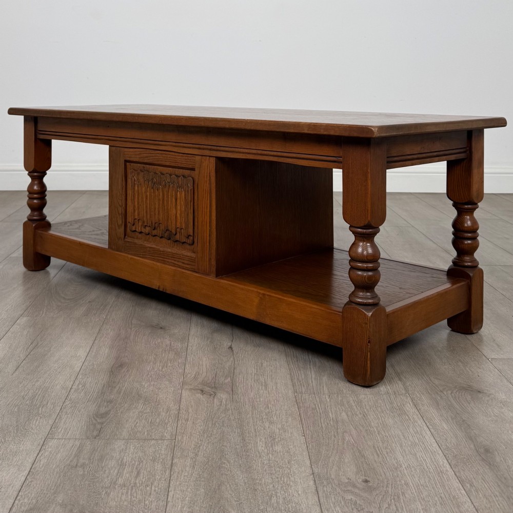 Antique 20th Century Carved Oak Coffee Table View VII