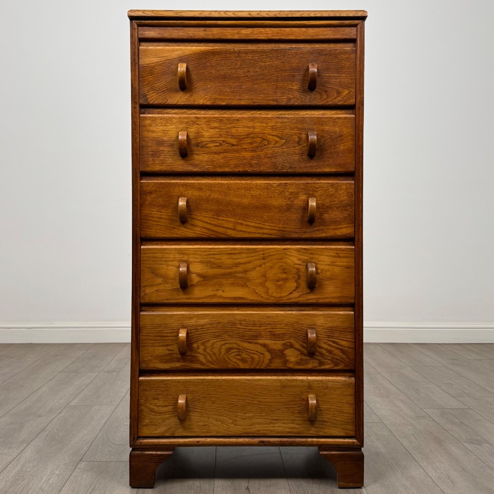Antique 20th Century Narrow Chest Of Drawers In Oak