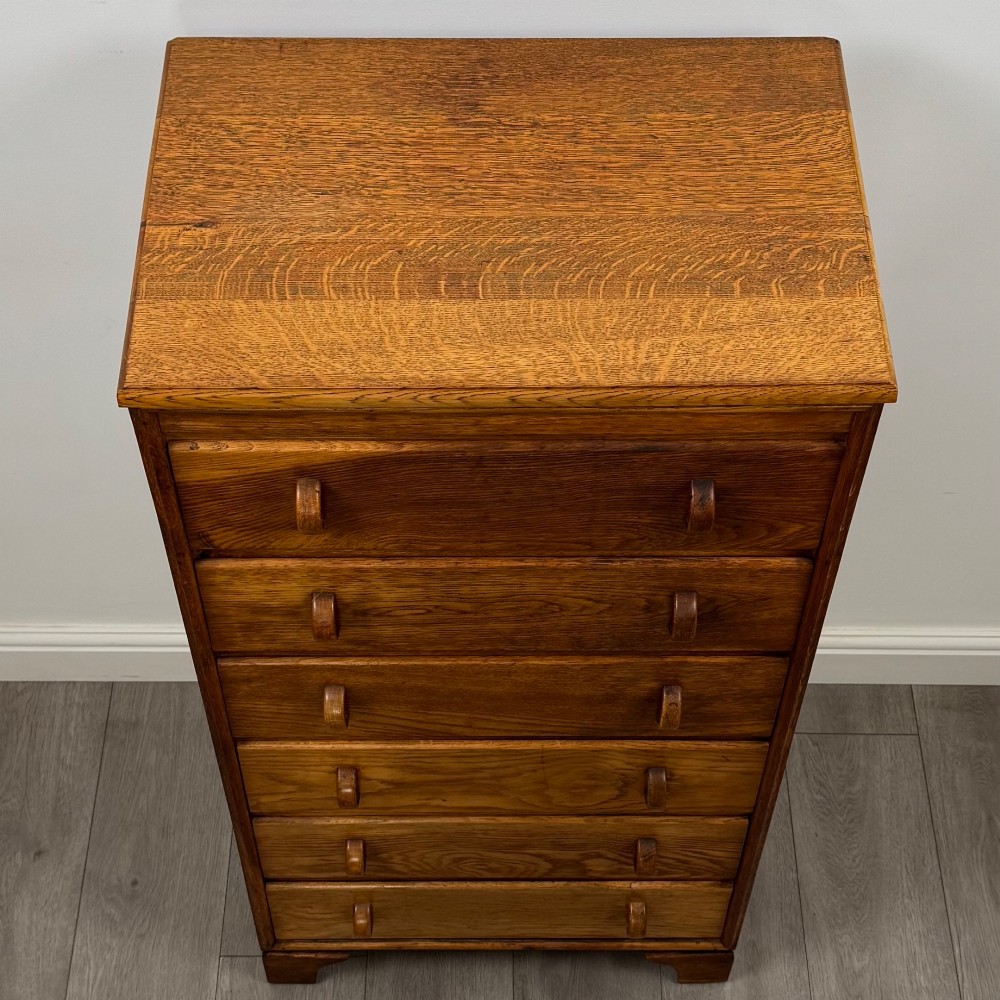 Antique 20th Century Narrow Chest Of Drawers In Oak View IX