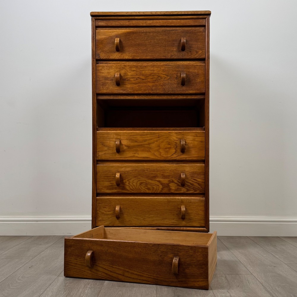 Antique 20th Century Narrow Chest Of Drawers In Oak View X