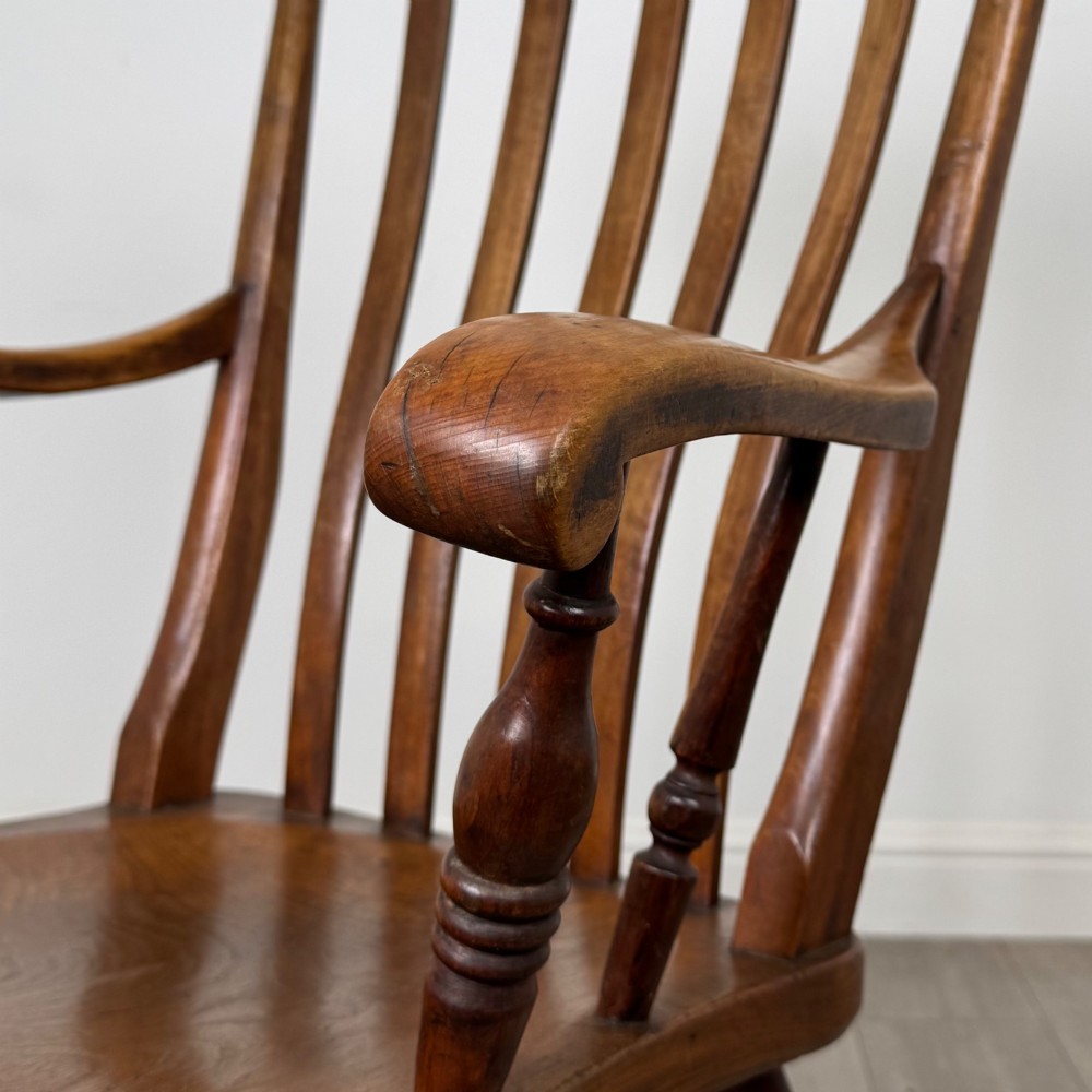Antique 20th Century Farmhouse Rocking Chair In Elm View XII