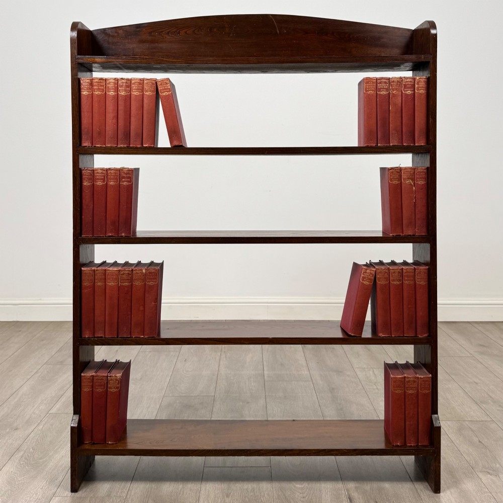Antique 20th Century Edwardian Open Bookcase In Oak