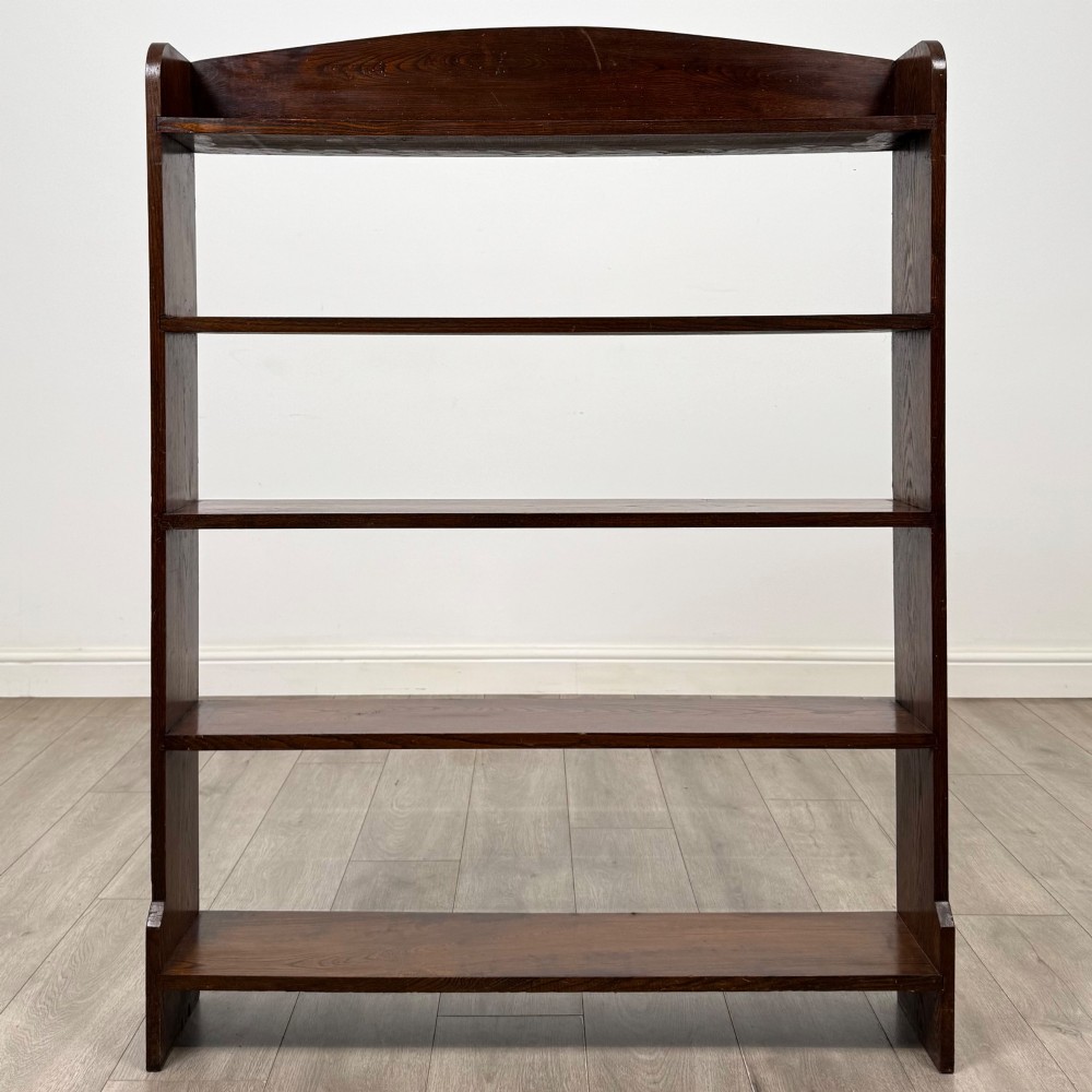 Antique 20th Century Edwardian Open Bookcase In Oak View II