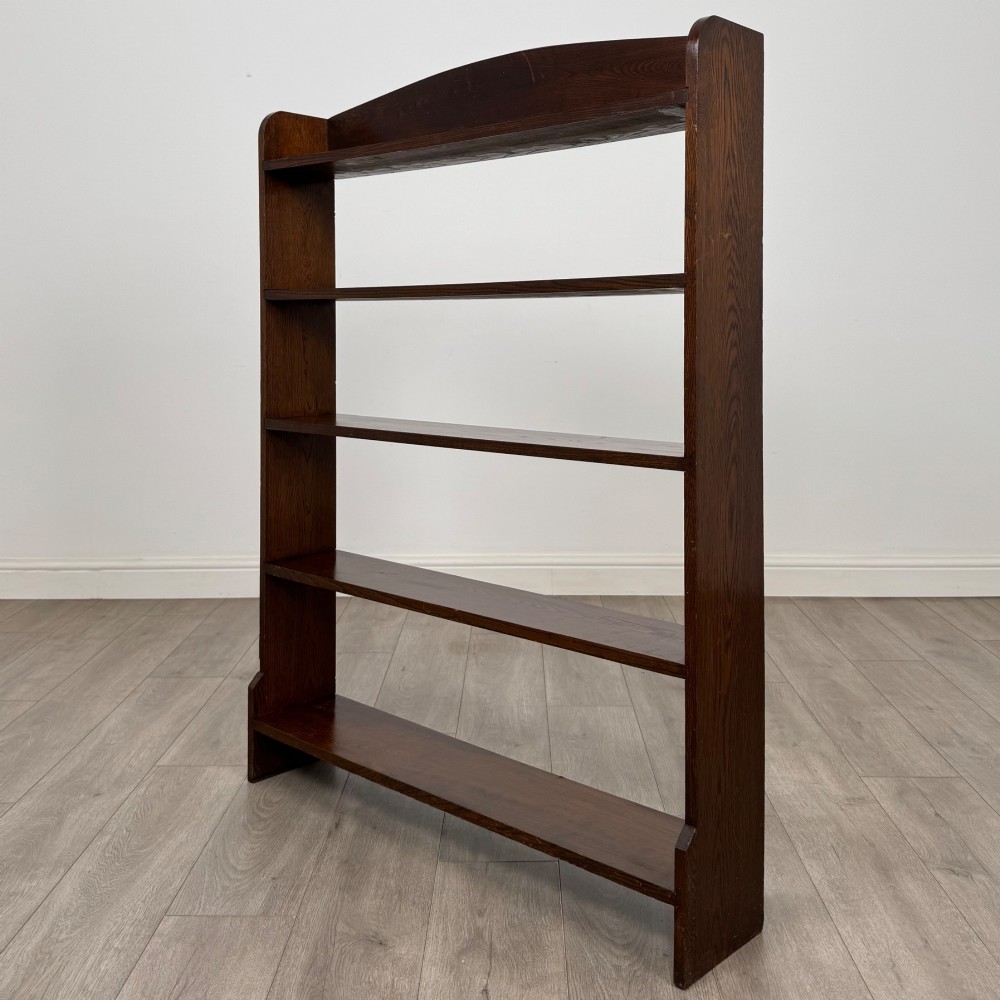 Antique 20th Century Edwardian Open Bookcase In Oak View III