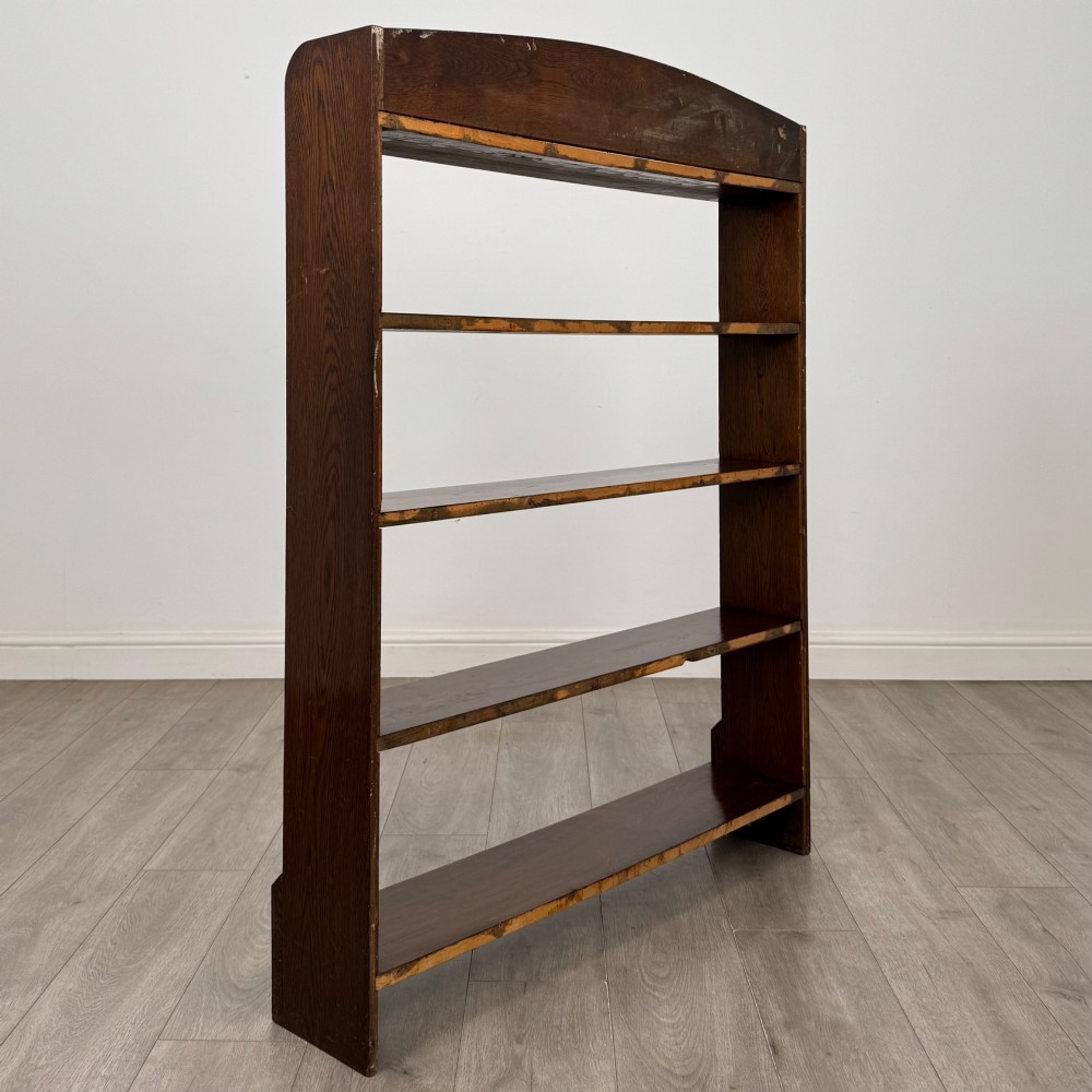 Antique 20th Century Edwardian Open Bookcase In Oak View V