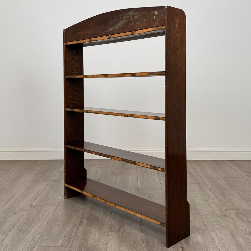 Antique 20th Century Edwardian Open Bookcase In Oak View VII
