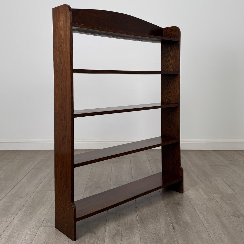 Antique 20th Century Edwardian Open Bookcase In Oak View IX