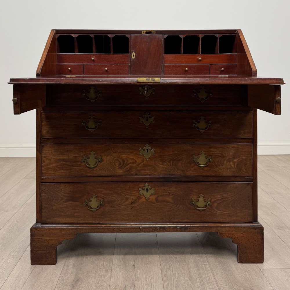 Antique 18th Century Georgian Bureau In Figured Mahogany View II