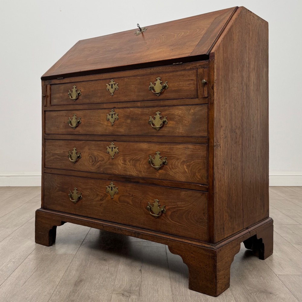 Antique 18th Century Georgian Bureau In Figured Mahogany View III