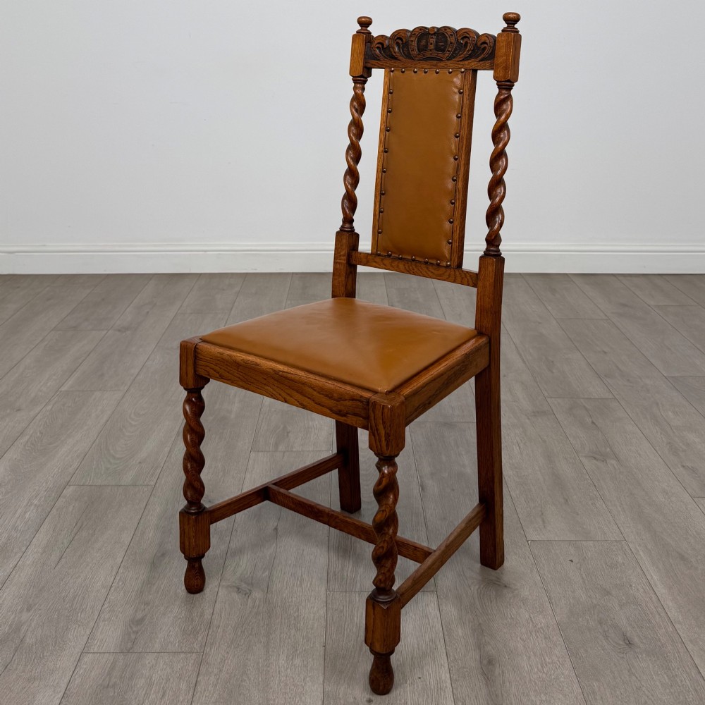 Antique 20th Century Set Of 4 Barley Twist Dining Chairs In Oak View II