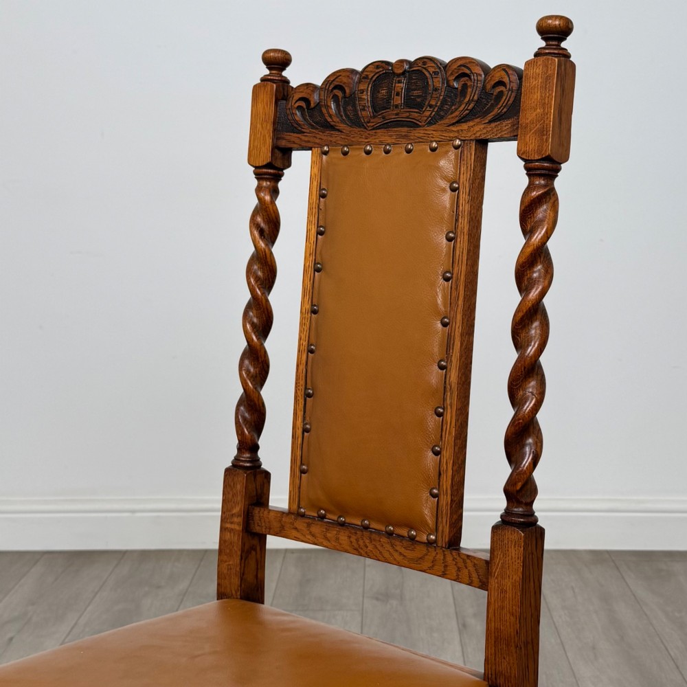 Antique 20th Century Set Of 4 Barley Twist Dining Chairs In Oak View IV