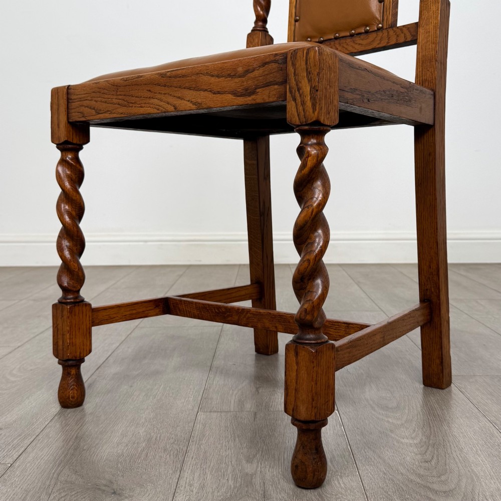 Antique 20th Century Set Of 4 Barley Twist Dining Chairs In Oak View VI