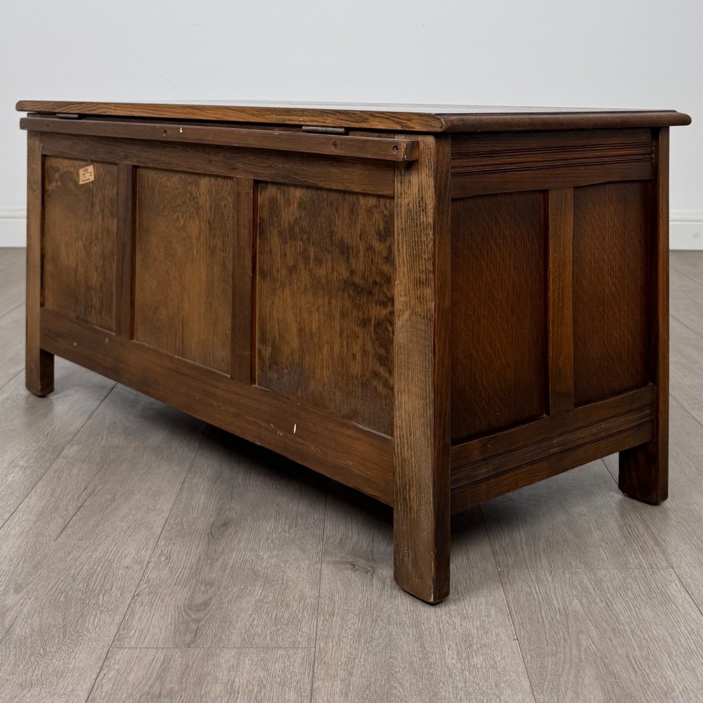 Antique 20th Century Linenfold Blanket Box In Oak View VI