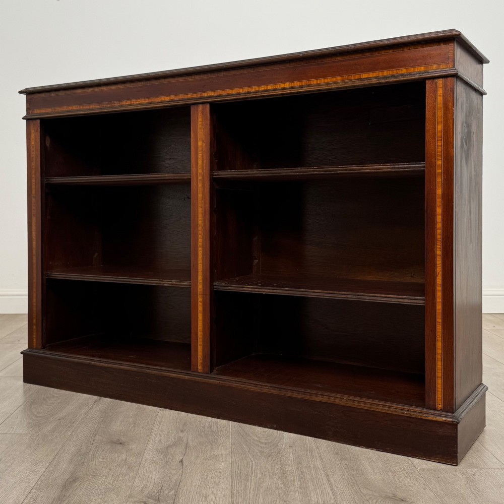 Antique 20th Century Edwardian Open Bookcase In Mahogany View III