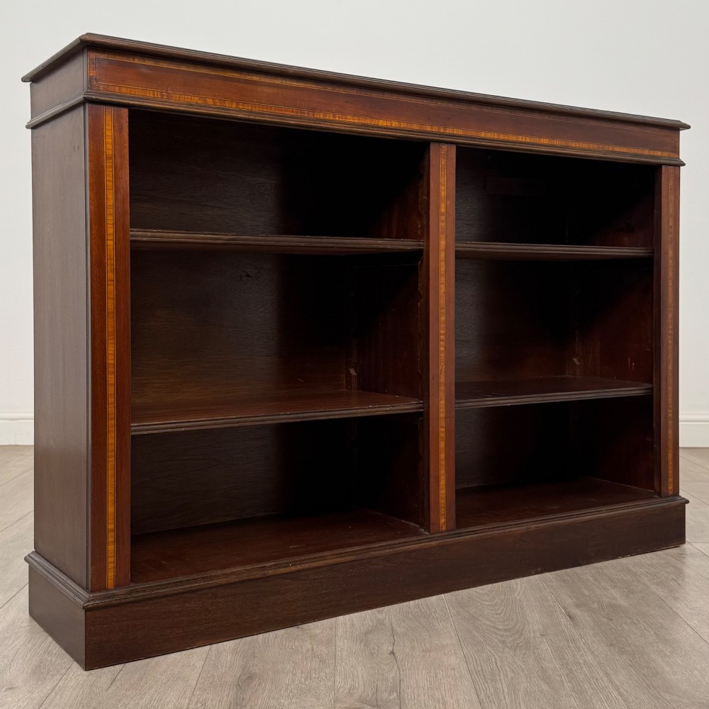 Antique 20th Century Edwardian Open Bookcase In Mahogany View IX