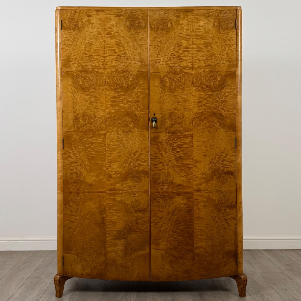 Antique 20th Century Art Deco Wardrobe In Burr Walnut