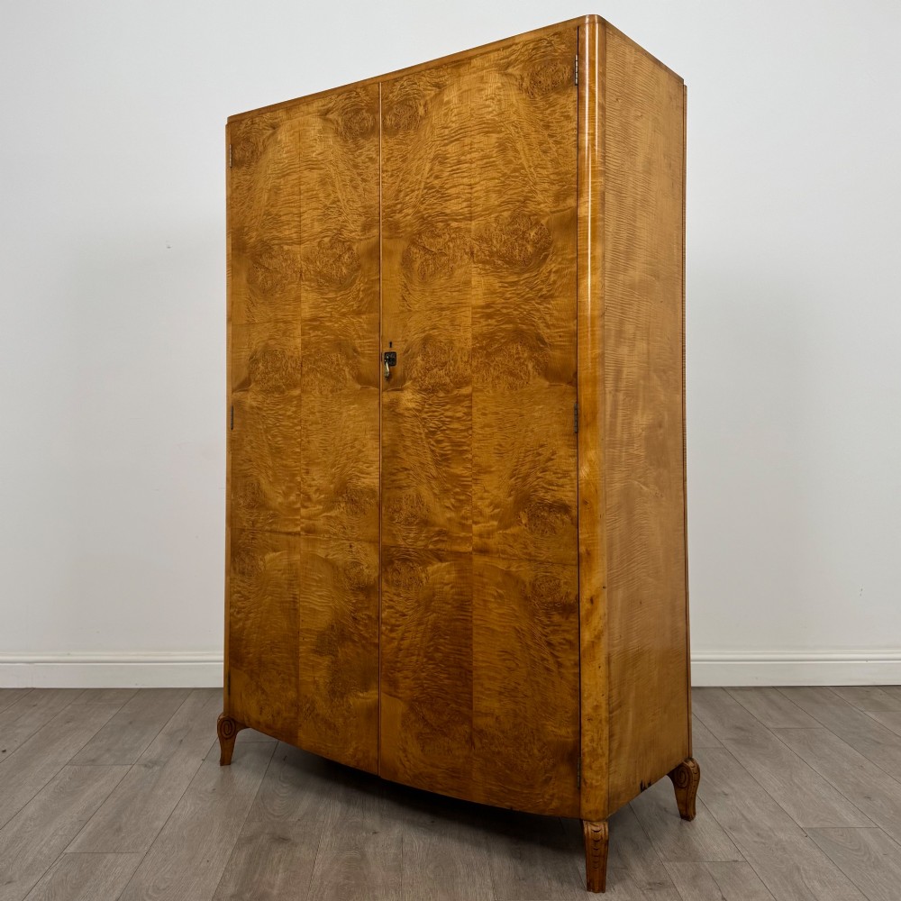 Antique 20th Century Art Deco Wardrobe In Burr Walnut View III