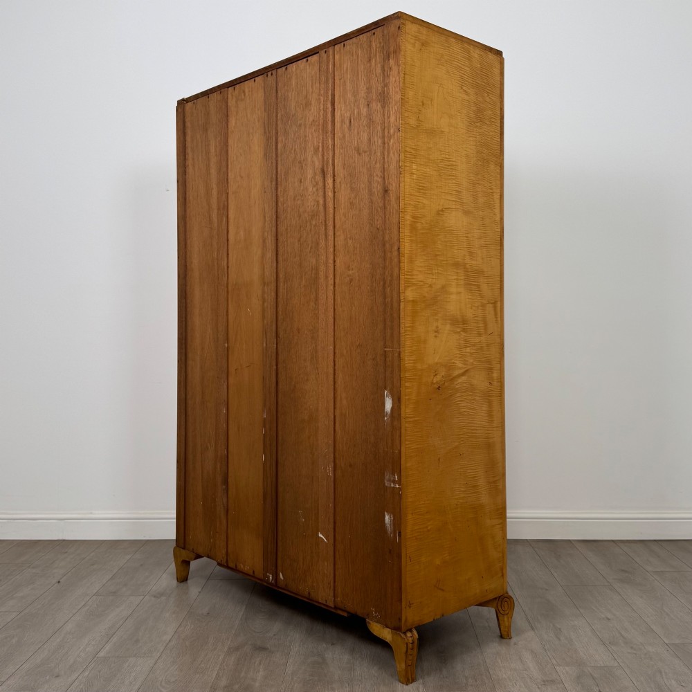 Antique 20th Century Art Deco Wardrobe In Burr Walnut View VII
