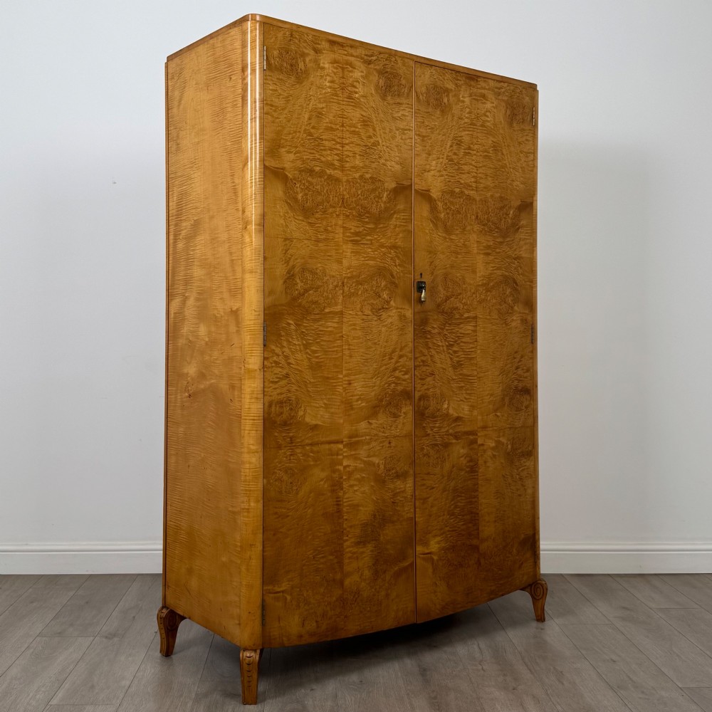 Antique 20th Century Art Deco Wardrobe In Burr Walnut View IX