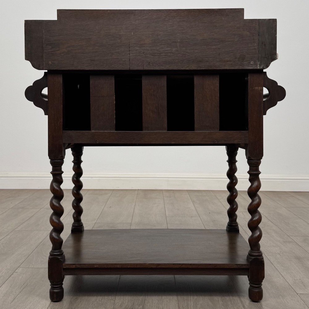 Antique 20th Century Edwardian Marble Top Washstand In Oak View VI