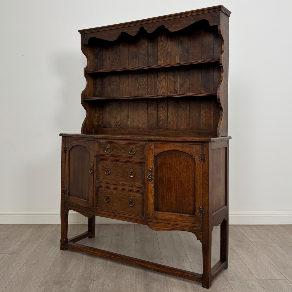 Antique 20th Century Good Quality Welsh Dresser In Oak View III